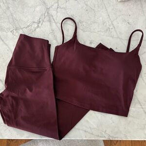 CRZ yoga set Ripe Plum Bra Top and Leggings Set XS NWT